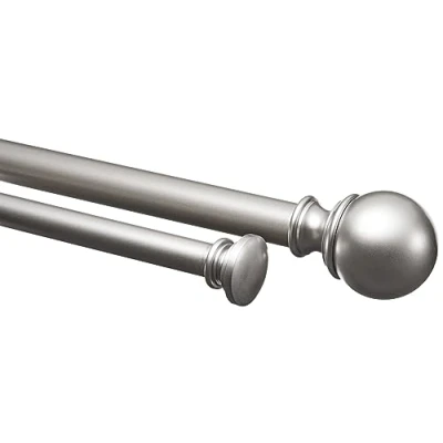 Image of Amazon Basics 2,54 cm Double Curtain Rod with Round Finials, 183 to 366 cm, Nickel