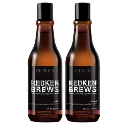 Image of Redken Brews 3 in 1 Shampoo, Conditioner &amp; Body Wash 300ml Double