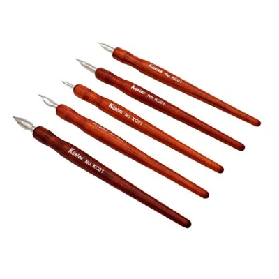 Image of Hillento Comic Dip Pen Set, 5 Wooden Handler Artist Cartoon Set Calligraphy Pens with Nibs Great for Manga/Comic/Calligraphy/Word Art/Pen and Ink Drawing