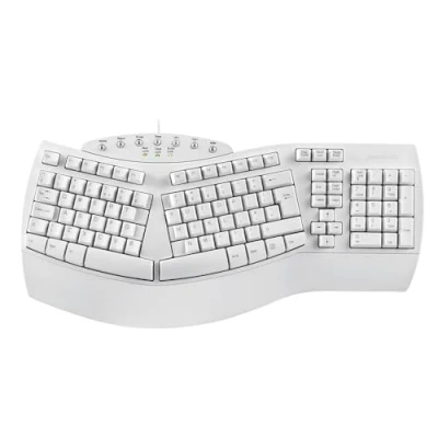 Image of perixx PERIBOARD 512 Wired Ergonomic Natural Split Keyboard with 7 Multimedia Keys, White, UK Layout