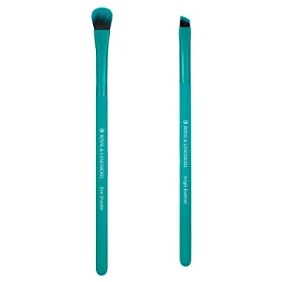 Image of Moda Royal &amp; Langnickel Travel Size EZGlam Duo Cat Eye 2pc Makeup Brush Set Includes Shader and Angle Eyeliner Brushes, Teal, BMD EGCE