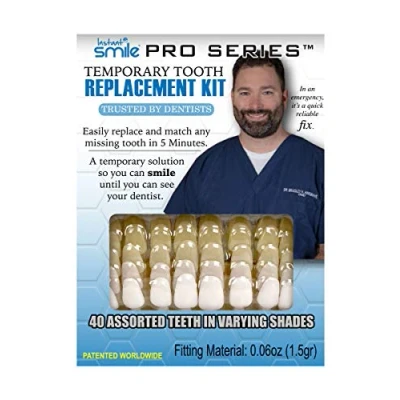 Image of Instant Smile Pro Series Temporary Tooth Replacement Kit, 40 Different False Teeth, Variety of Shapes and Colours, Temporarily Replaces Missing Broken Teeth