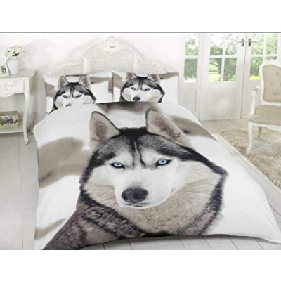 Image of Y H Yorkshire Homeware 3D Print Animal Printed Duvet Cover Set Single Double King Size Bedding Sets (Wolf, Single)