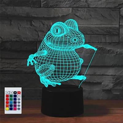 Image of SUPERHONGJIHAO Night Light for Kids 3D Frog Led Lamp with Remote Control 16 Color Changing Xmas Birthday Gift Child