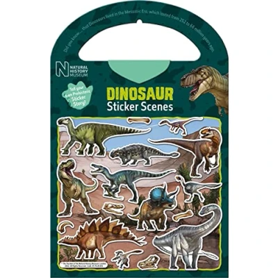 Image of Paper Projects 01.70.29.012 Natural History Museum Dinosaur Sticker Scenes, Green, ‎23.5 x 15 0.3 cm