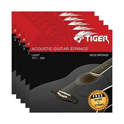Image of TIGER AGS 5 SL Acoustic Guitar Strings Super Light (.011 .052) Steel for Pack of