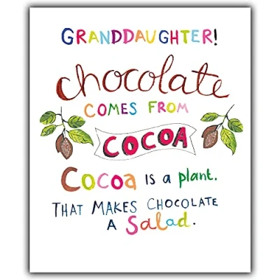 Image of Emotional Rescue Granddaughter Birthday Card, Funny Card For Granddaughter, Happy Chocolate, Paper Salad, Multi, ZFPW9693