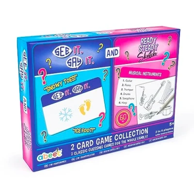 Image of abeec Card Games Collection Includes 2 Classic Guessing Games, Including: Ready Steady Sketch And See It Say Game For Families Family Camping Travel