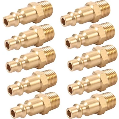 Image of Brass 1/4 Inch NPT Male Industrial Air Hose Quick Connect Adapter,Air Coupler and Plug Kit,Air Compressor Fittings 10pcs (Male NPT)