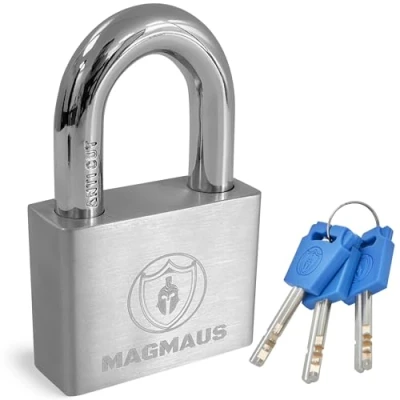 Image of Magmaus® PDL50 [Never Rust] Heavy Duty Waterproof Outdoor Padlock with 3 Keys Stainless Steel [10mm Anti Cut Shackle] [High Security Protection] Ideal Gate or Shed Lock