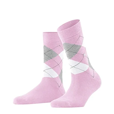 Image of Women&#039;s 1 Pair Burlington Queen Argyle Cotton Socks Light Pink 3.5 7