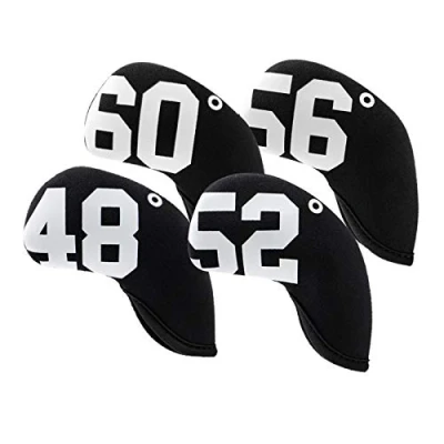 Image of Perfeclan 4pcs Golf Iron Soft Neoprene Material 48, 52, 56, 60, Wedges Headcover Sleeve Case Golfer Accessories