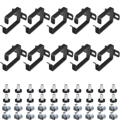 Image of kwmobile Server Rack Cable Management Brackets Set of 10 Steel Fibre Optic, Network, Patch Organiser System Screw On
