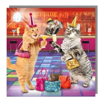 Image of Funny Female Birthday Card for Her General Humorous Women Special Finish Cat Party Design Made in the UK Eco Friendly