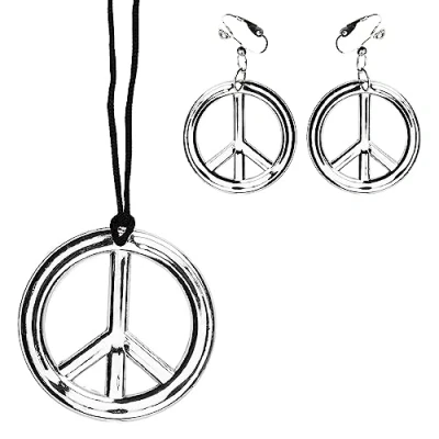 Image of Boland 10232310 Bol44517 Peace Necklace &amp; Earring Set, Argento