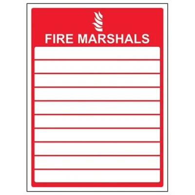 Image of VSafety Fire Marshals Sign Portrait 300mm x 400mm 1mm Rigid Plastic