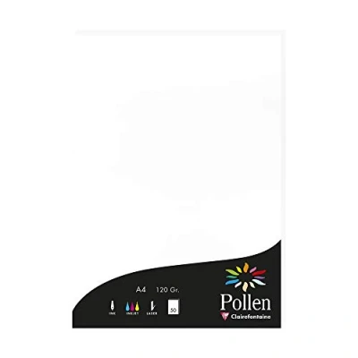 Image of Clairefontaine Ref 4239C Pollen Coloured Paper (Pack of 50 Sheets) A4 (210 x 297mm), 120gsm Paper, Inkjet &amp; Laser Printer Compatible, Acid Free White