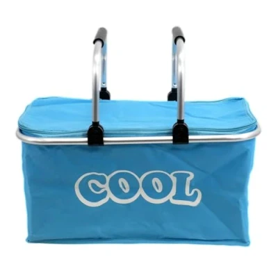 Image of 35 Litre Insulated Folding Picnic Camping Cooler Basket Shopping Cool Hamper Bag (Blue)