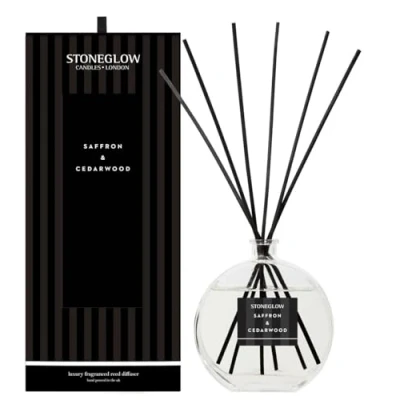 Image of Stoneglow Modern Classics Collection Saffron &amp; Cedarwood 460ml Scented Reed Diffuser (Black)