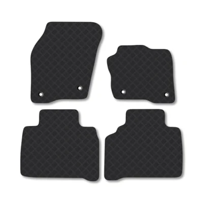 Image of Rubber Car Mats Compatible with Ford S Max (2015 2021) Tailored Fit Floor Set Accessory Black Custom 4 Pieces Clips Anti Slip Backing, Heavy Duty &amp; Waterproof