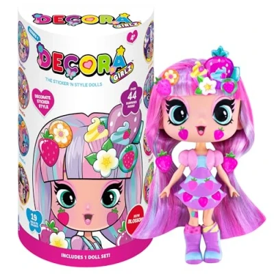 Image of John Adams Decora Girlz 5&quot; Blossom sticker &#039;n&#039; Style Fashion Doll features 44 colourful Accessories including dress, shoes, bag, comb, sheets Dolls &amp; Ages 4+
