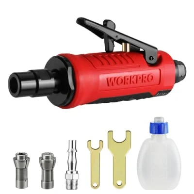 Image of WORKPRO Air Die Grinder 1/4&quot; 1/8&quot;, Pneumatic Mini Straight with Safety Lock for Polishing, Grinding, Rust Removal of Metal, Wood, Plastic (Rotation Speed: 25000 RPM)