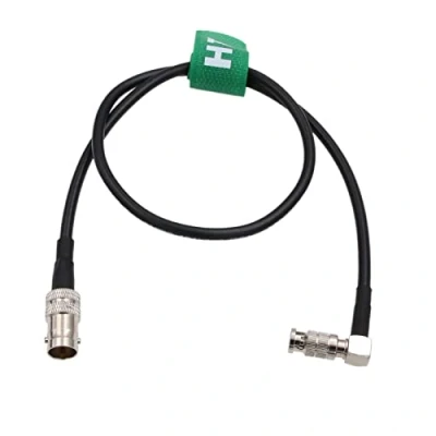 Image of HangTon 6G SDI Video Cable HD Micro BNC to Female Adapter for Blackmagic Assist 4K 5&quot; Monitor, Studio Camera G2, Right Angle High Density 2m