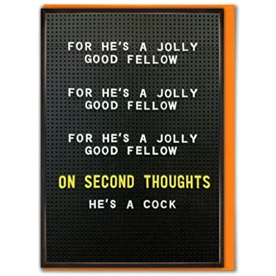 Image of Brainbox Candy Rude Birthday Cards for Men Banter &#039;Jolly Good Fellow&#039; Friends Mates Brother