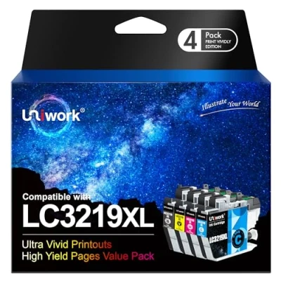 Image of Uniwork Ink Cartridge Replacement for Brother LC3219XL LC3219 LC3217 Compatible with MFC J5330DW J5335DW J5730DW J5930DW J6530DW J6930DW J6935DW (Black Cyan Magenta Yellow, 4 Pack)