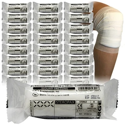 Image of 25x Steroplast Premium First Aid 18cm x Steropax Sterile Dressing Bandages