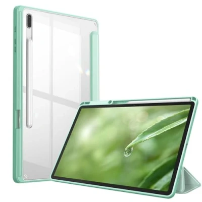 Image of FINTIE Samsung Galaxy Tab S7 FE 12.5 inch Case 2021 (SM T730/T733/T736) &amp; Plus 2020 Slim Hybrid Case, Shockproof Cover with Clear Back Cover, Auto Sleep/Wake Function, Green