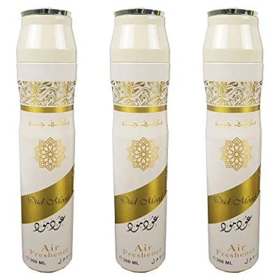 Image of Ard Al Zaafaran Room Spray Air Fresheners Oud/Musk/Woody/Rose Scent Perfume for Home/Car/Office Pack of 3Pcs 300ml Sprays from UAE (Oud Mood)