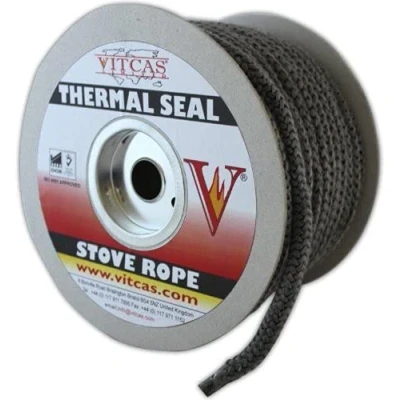 Image of Stove Fire Rope Black 10mm Diameter VITCAS Heat Resistant Thermal Seal per Meter