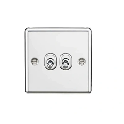 Image of KnightsBridge 10AX 2G 2 Way Toggle Switch Rounded Polished Chrome Finish
