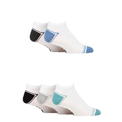 Image of Mens 5 Pair Farah Striped Bamboo Trainer Socks White 6 11