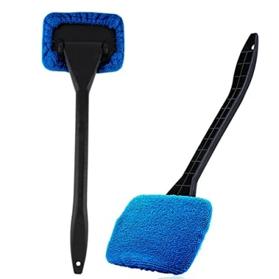 Image of Witeygai 2Pcs Windscreen Cleaner Tool, Windshield Tool Car Demister Pad, Long Handle Microfiber Cloth, Reusable Window Pad