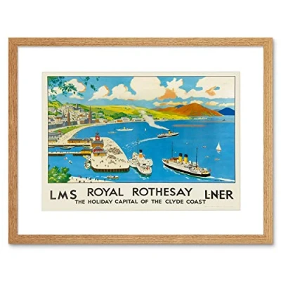 Image of Wee Blue Coo Travel Rail Train Rothesay Scotland Clyde River Framed Wall Art Print