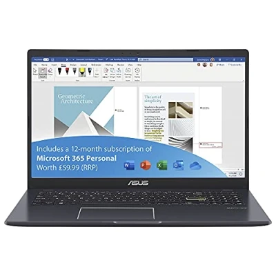 Image of ASUS Vivobook E510MA 15.6 Inch Full HD Laptop (Intel Celeron N4020, 4GB RAM, 64GB eMMC, Windows 10) Includes 1 Year Microsoft Office 365 Subscription