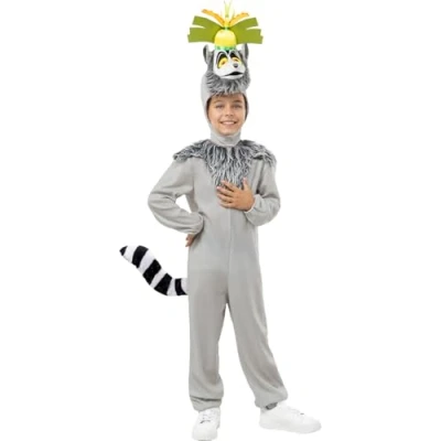 Image of Funidelia Madagascar King Julien Costume for boy Cartoons, Madagascar, Films &amp; Series kids accessory fancy dress props Halloween, carnival parties Size 5 6 years