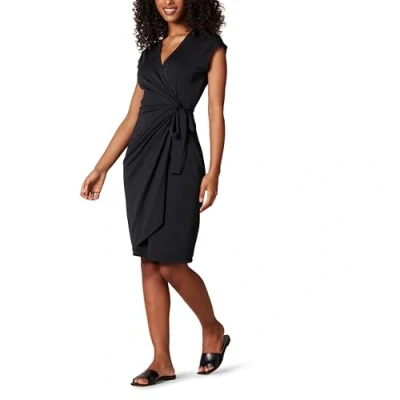 Image of Amazon Essentials Women&#039;s Classic Cap Sleeve Wrap Dress (Available in Plus Sizes), Black, XXL
