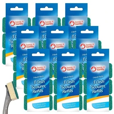 Image of 27pk (9x3pk) Washing Up Sponge Replacement Heads Compatible with Dishmatic Brush Dish Brush, Scourer Refill Non Scratch for Kitchen Cleaning Sponges