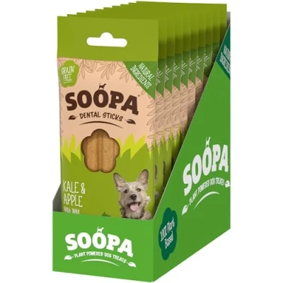 Image of Soopa 10 Pack Kale And Apple Vegan Dental Sticks for Dogs, green