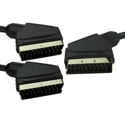 Image of Ex Pro 2 Way SCART Y Signal Splitter Cable, Gold Connectors RGB Lead, for TV/DVD/VHS/Xbox/Freeview/Sky Television/Game Console