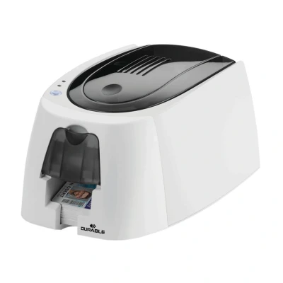 Image of Durable DURACARD ID 300 Desktop Name Badge Printer Includes Colour Ribbon and 100 Blank Cards Ideal for Printing Professional Badges Passes