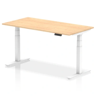 Image of Air 1600/800 Maple Height Adjustable Desk With White Legs HA01035
