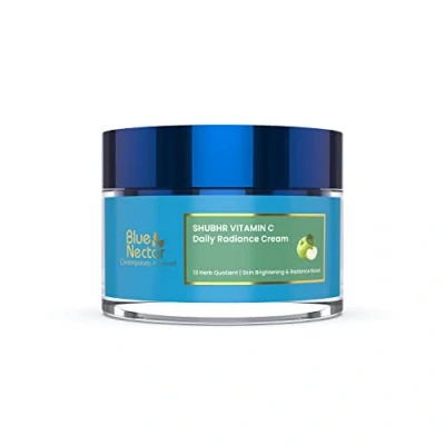 Image of Blue Nectar Natural Vitamin C Face Cream for Glowing Skin, Dark Spot Removal with Green Apple &amp; Almond Oil (13 Herbs, 50g)