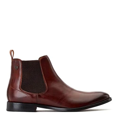 Image of Base London Mens Carson Burnished Tan Leather Chelsea Boots UK 7