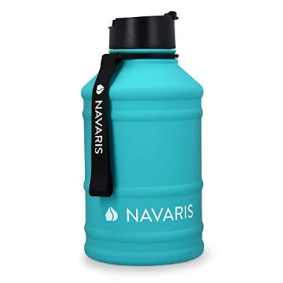 Image of Navaris Stainless Steel Water Bottle 2.2 Litre Large Metal Sports, Camping, Gym Canteen for Drinking Water, Liquid, Drinks