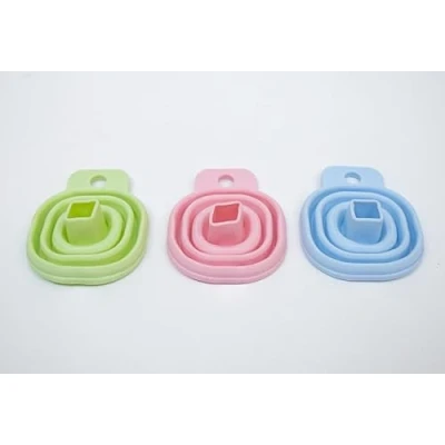 Image of 3 Pack Silicone Collapsible Funnel Flexible Foldable for Liquids Water Fluids Transfer Narrow and Wide Mouth Hopper (Green, Blue Pink)