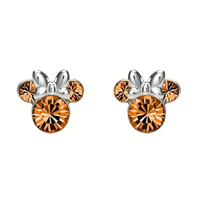 Image of Disney Minnie Mouse Girls Womens Sterling Silver November Birthstone Stud Earrings